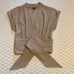 Express Small Gold Crop Top with Wrap Waist